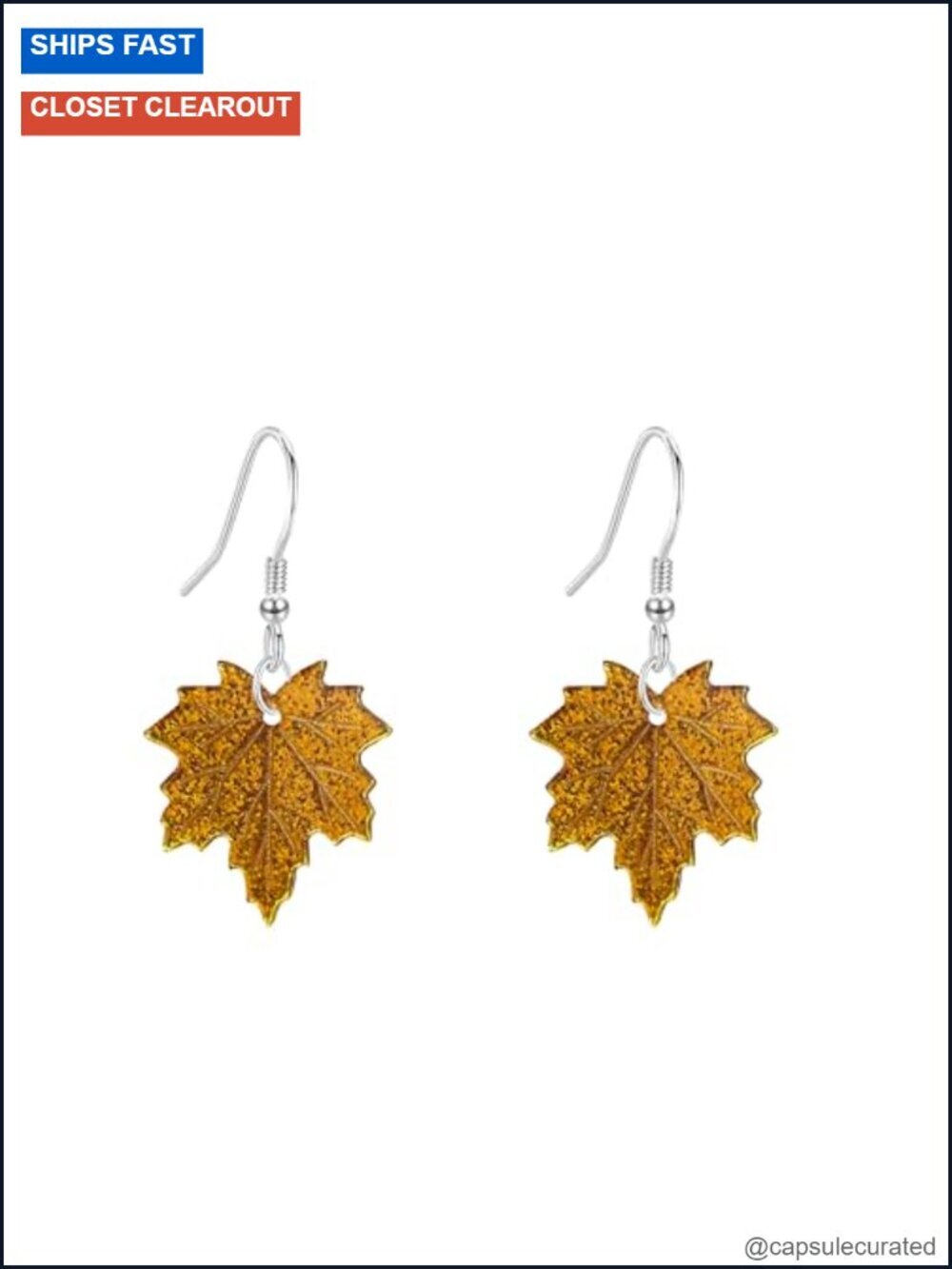 Acrylic Maple Leaf Dangle Drop Earrings Fall Thanksgiving Jewelry